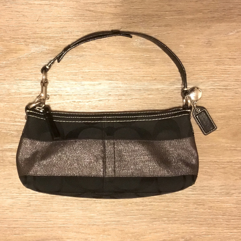 Small Coach Purse, black and silver